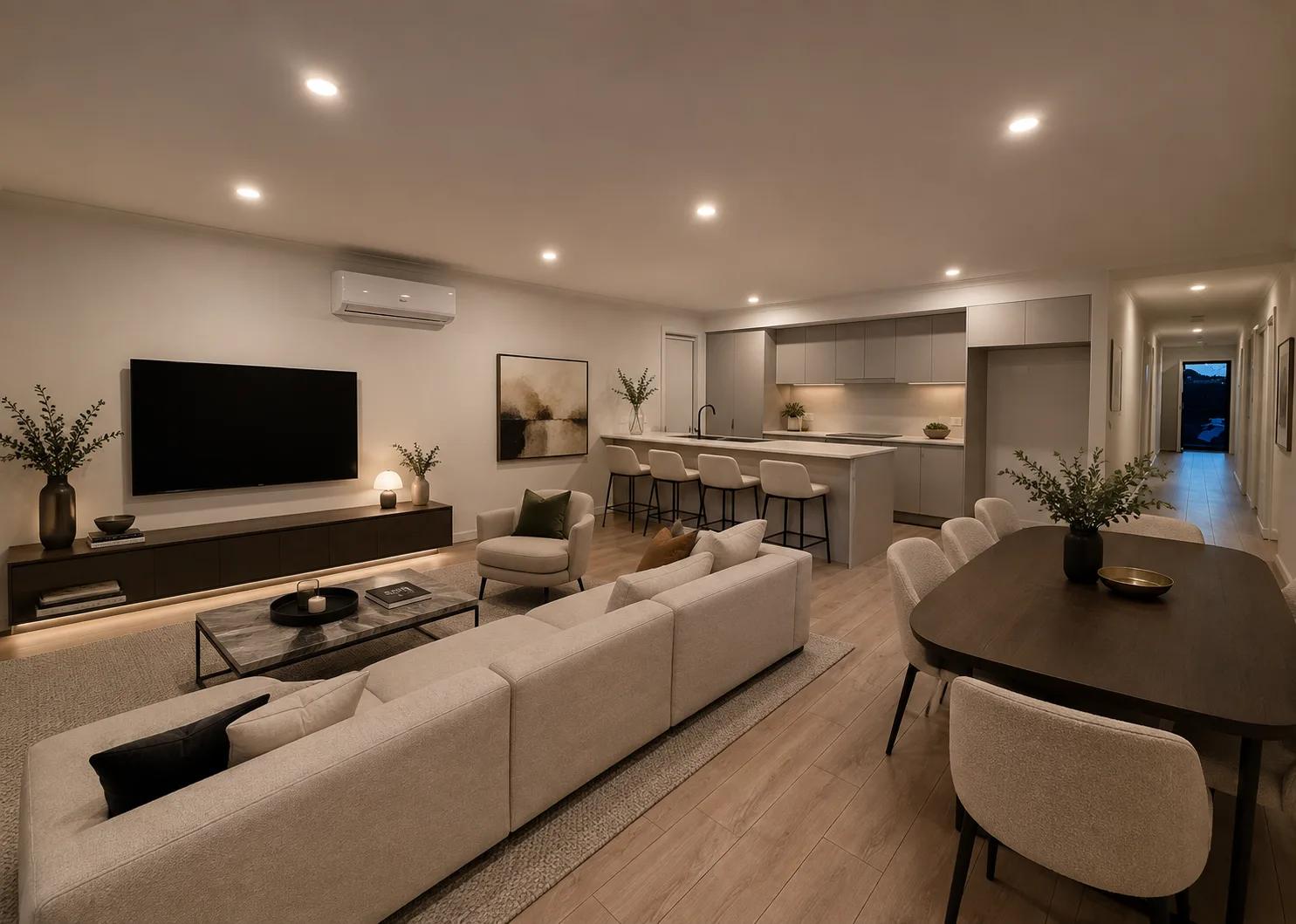 Same property interior after targeted AI photo enhancement with cleaner colour and perspective before