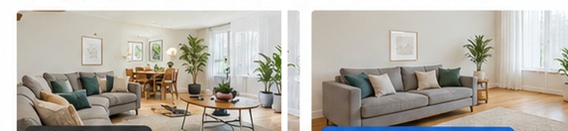 Before and after: a decluttered living room that keeps its main furniture